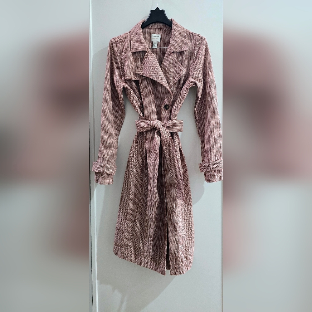 Houndstooth  Cotton Trench Coat